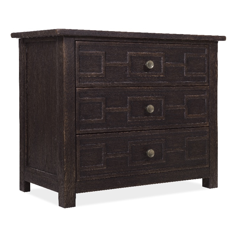 Bowery Hill 3-Drawer Bachelor's Chest with Geometric Fronts in Black Wood
