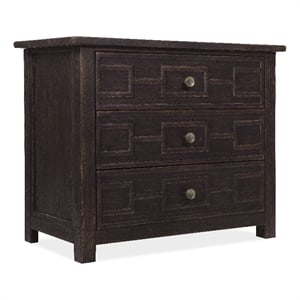 Bowery Hill 3-Drawer Bachelor's Chest with Geometric Fronts in Black Wood