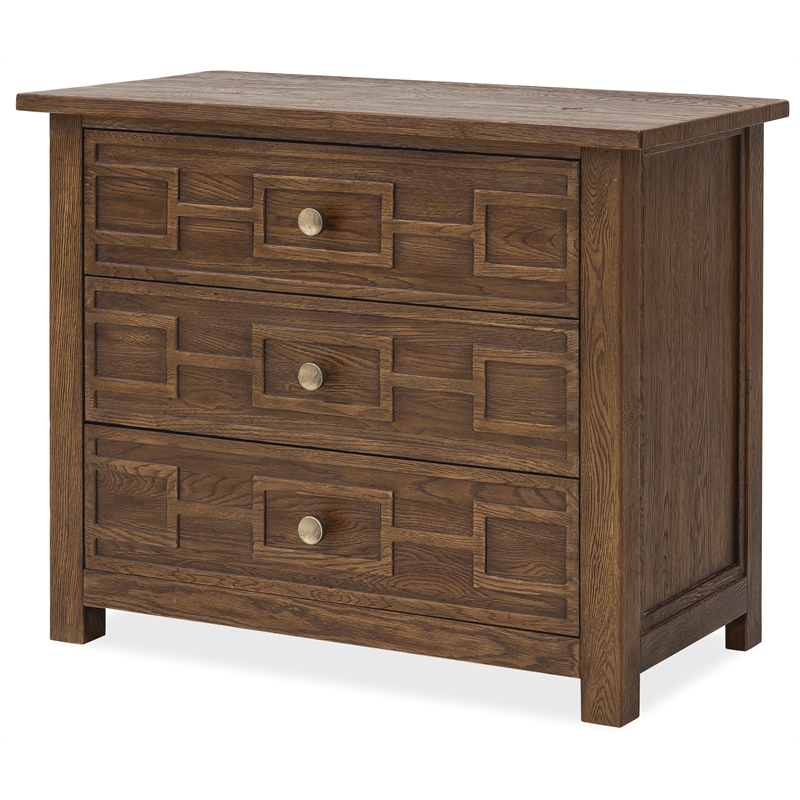 Bowery Hill 3-Drawer Bachelor's Chest with Geometric Fronts in Brown Wood