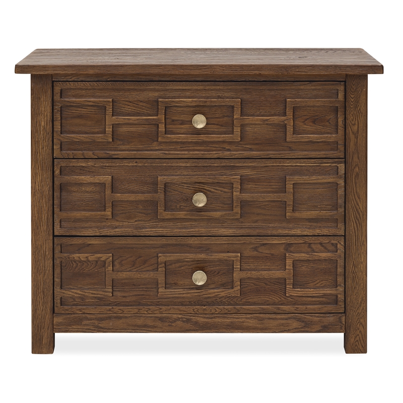 Bowery Hill 3-Drawer Bachelor's Chest with Geometric Fronts in Brown Wood