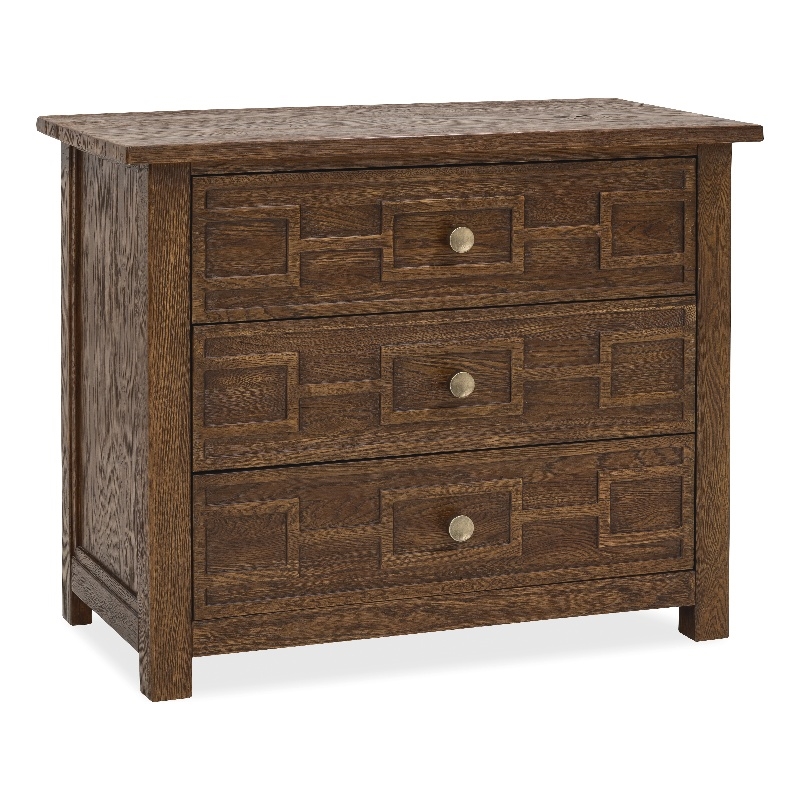 Bowery Hill 3-Drawer Bachelor's Chest with Geometric Fronts in Brown Wood