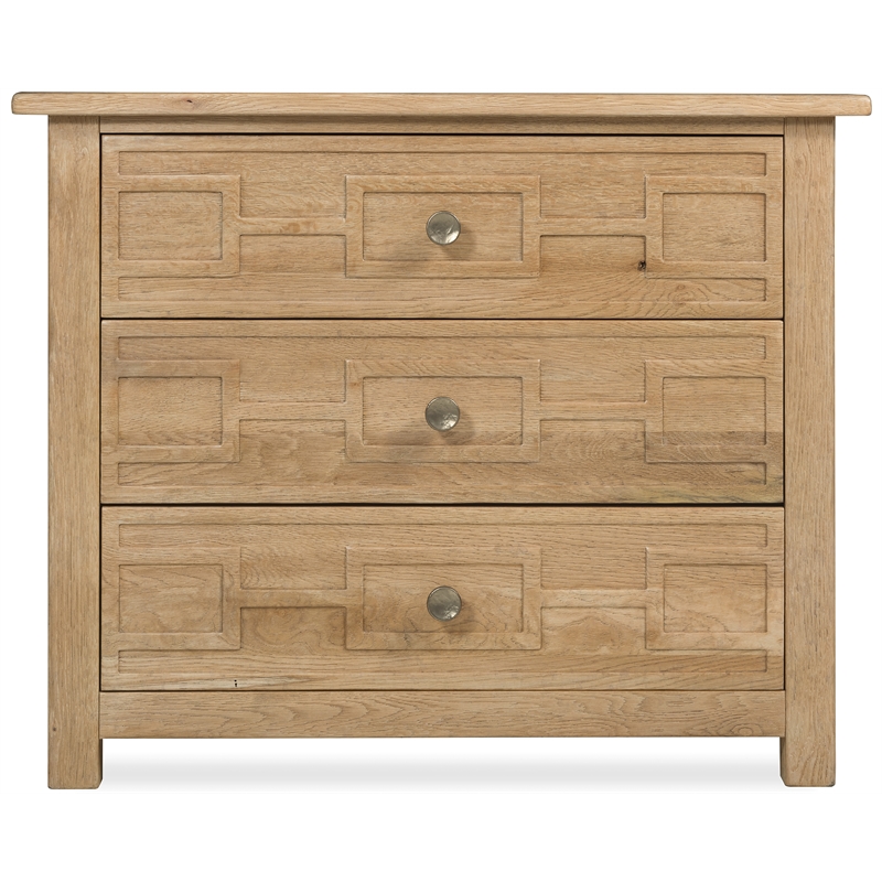 Bowery Hill 3-Drawer Bachelor's Chest with Geometric Fronts in Light Brown