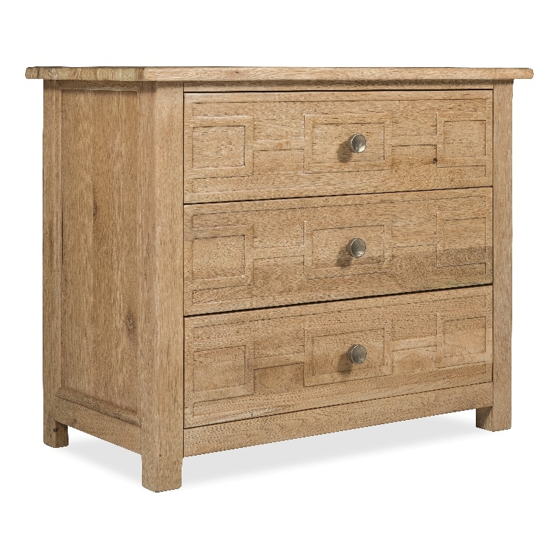 Bowery Hill 3-Drawer Bachelor's Chest with Geometric Fronts in Light Brown