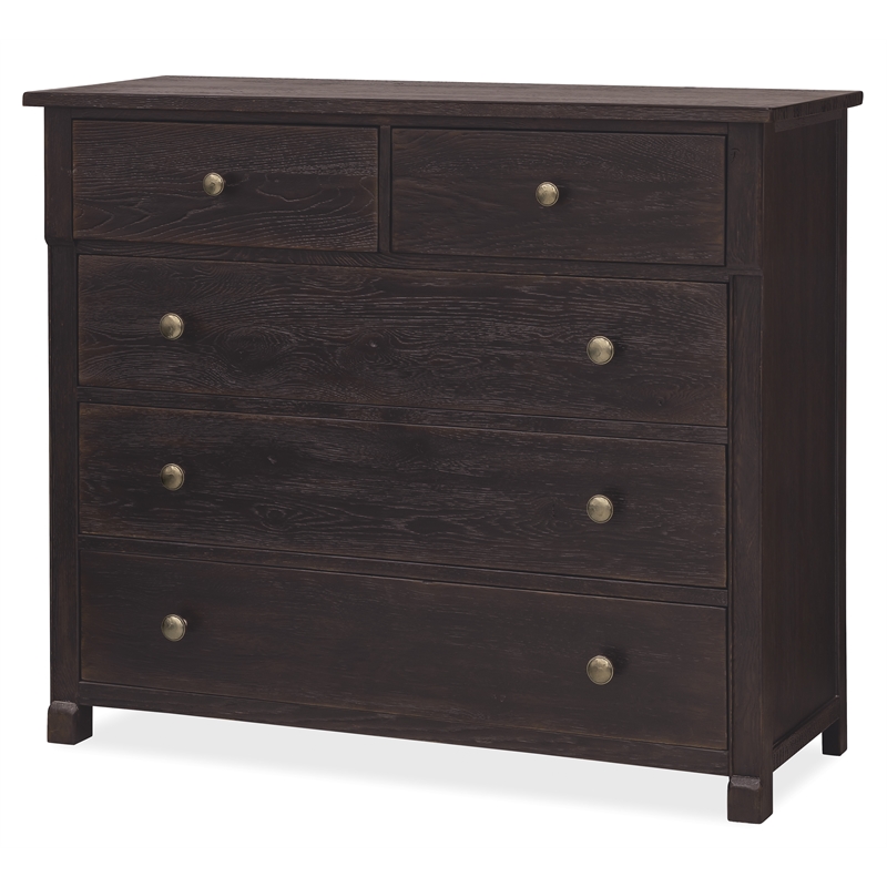 Bowery Hill 5-Drawer Chest with Cedar-Lined Drawer in Black Wood