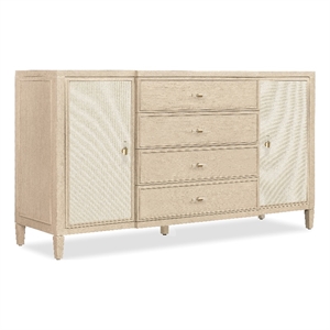 Bowery Hill 4-Drawer 2-Door Dresser with Fabric Fronts in Beige