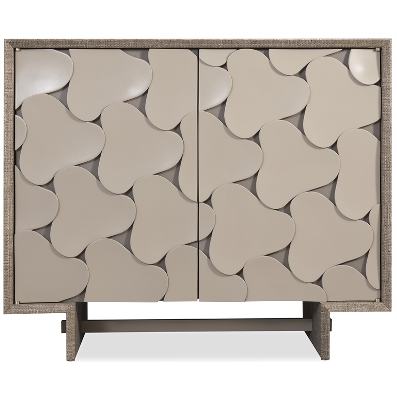Bowery Hill Raffia Hall Chest with Pinwheel Doors in Gray Resin