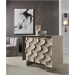 Bowery Hill Raffia Hall Chest with Pinwheel Doors in Gray Resin
