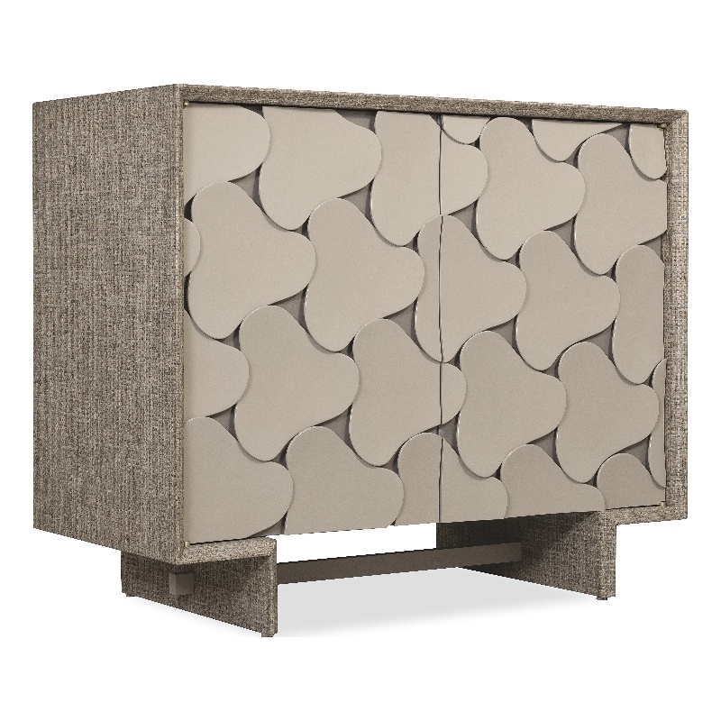 Bowery Hill Raffia Hall Chest with Pinwheel Doors in Gray Resin