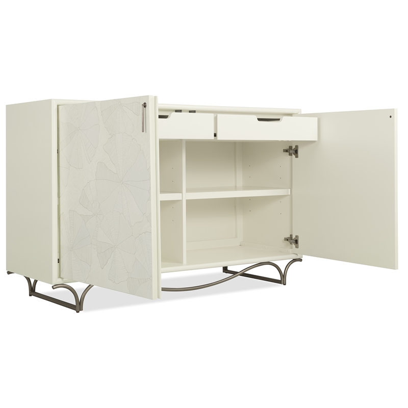 Bowery Hill Lily Pad Marquetry Hall Chest in Cream Wood Finish
