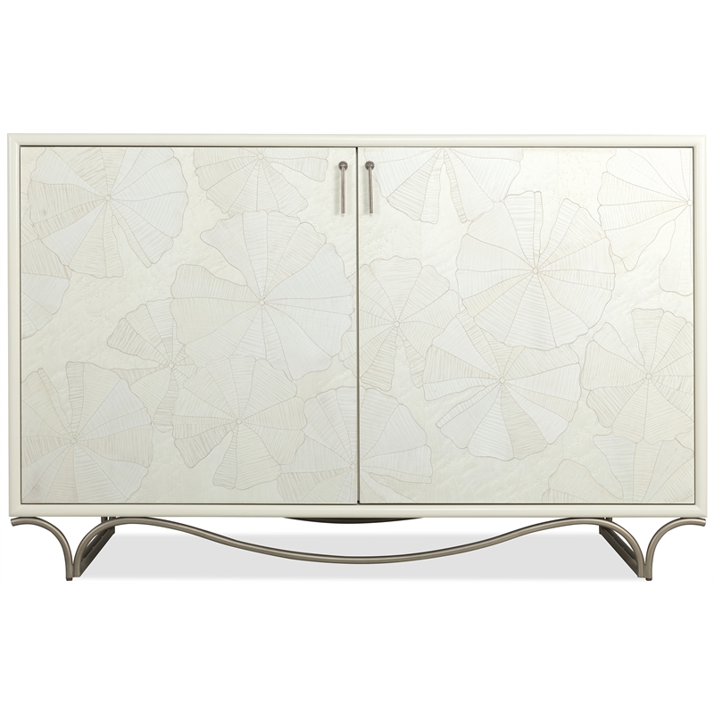 Bowery Hill Lily Pad Marquetry Hall Chest in Cream Wood Finish