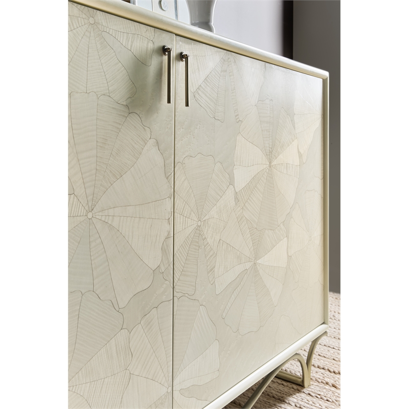 Bowery Hill Lily Pad Marquetry Hall Chest in Cream Wood Finish