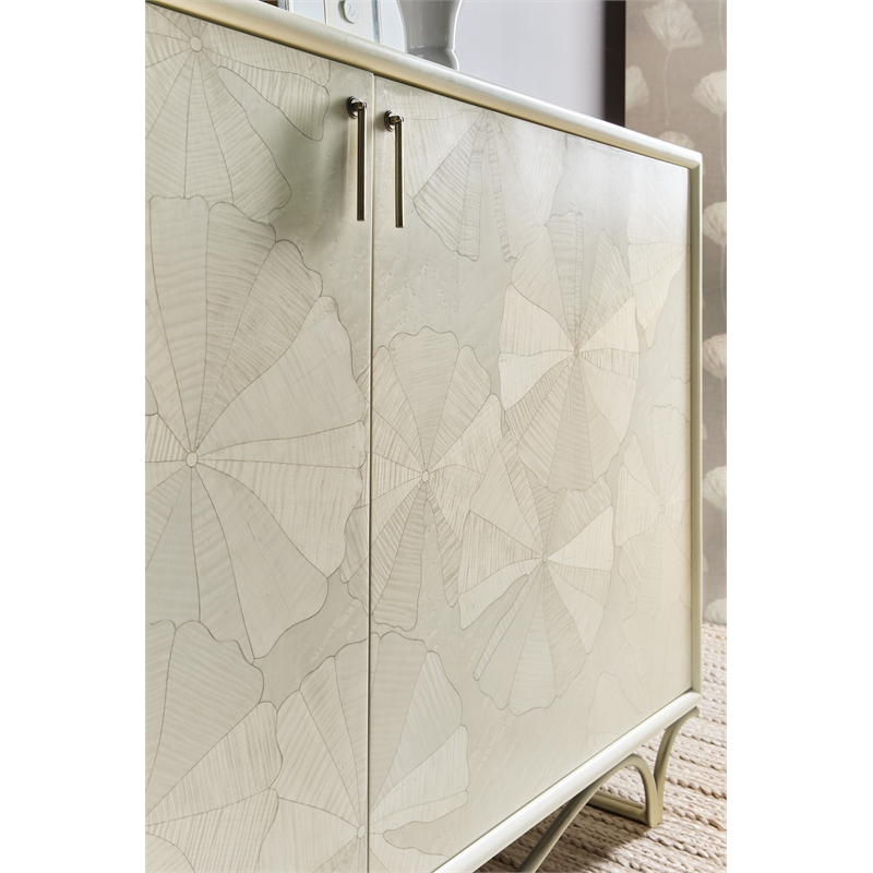 Bowery Hill Lily Pad Marquetry Hall Chest in Cream Wood Finish