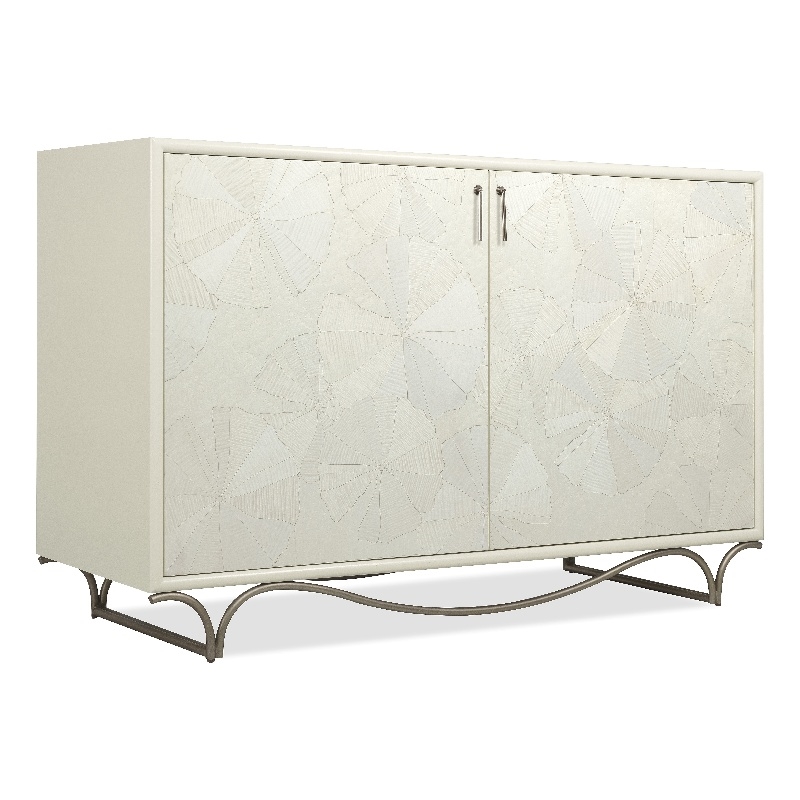 Bowery Hill Lily Pad Marquetry Hall Chest in Cream Wood Finish