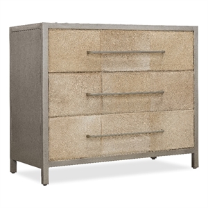 Bowery Hill Hair-on-Hide 3-Drawer Chest in Brown Leather Finish