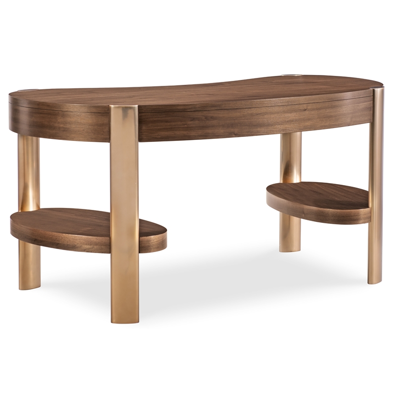 Bowery Hill Kidney-Shaped Writing Desk in Medium Wood Finish