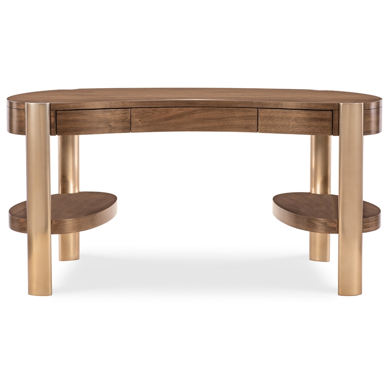 Bowery Hill Kidney-Shaped Writing Desk in Medium Wood Finish