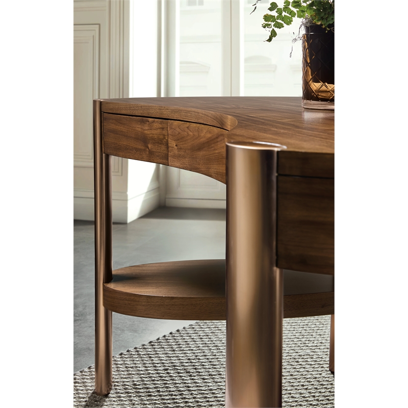 Bowery Hill Kidney-Shaped Writing Desk in Medium Wood Finish