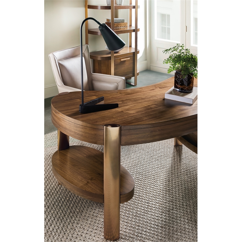 Bowery Hill Kidney-Shaped Writing Desk in Medium Wood Finish