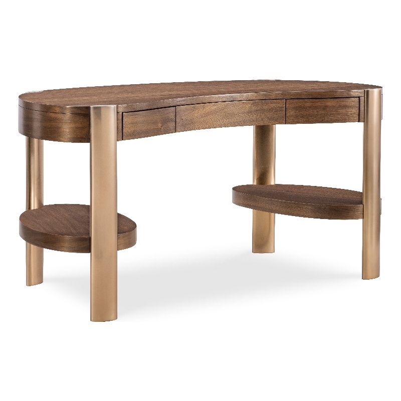 Bowery Hill Kidney-Shaped Writing Desk in Medium Wood Finish
