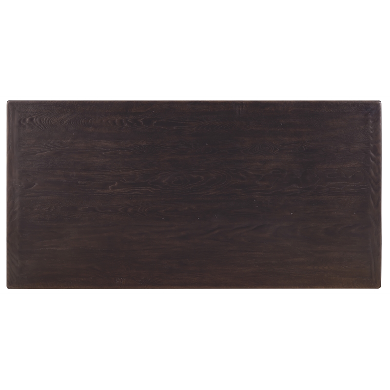 Bowery Hill 7-Drawer Executive Desk in Dark Burnt Timber Wood