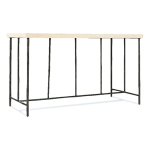 Bowery Hill Writing Desk with Gray Stone Top and Textured Base