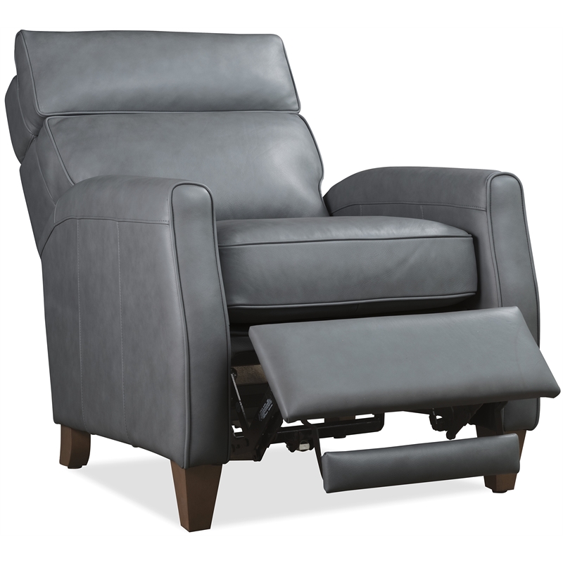 Bowery Hill Power Recliner with Pop-Up Headrest in Gray Leather