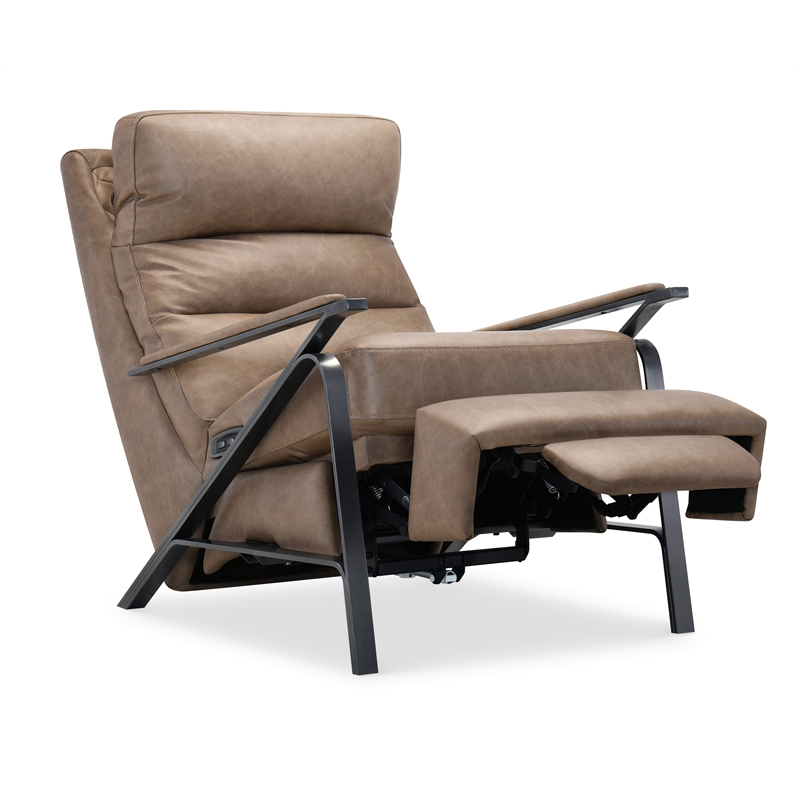 Bowery Hill Power Recliner with Power Headrest in Brown Leather