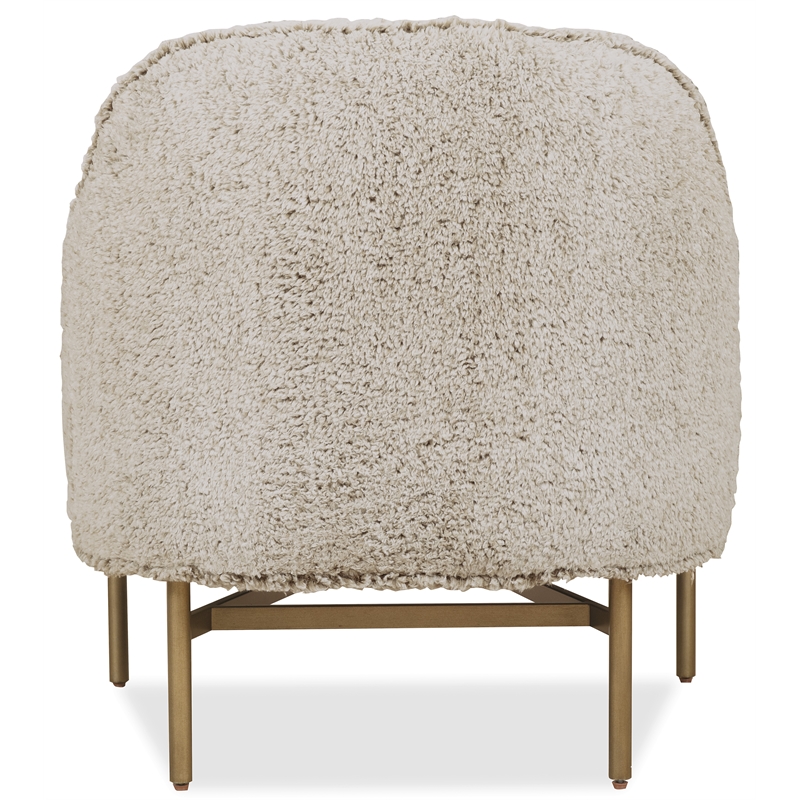 Bowery Hill Barrel-Back Lounge Chair with Gold Base in Beige