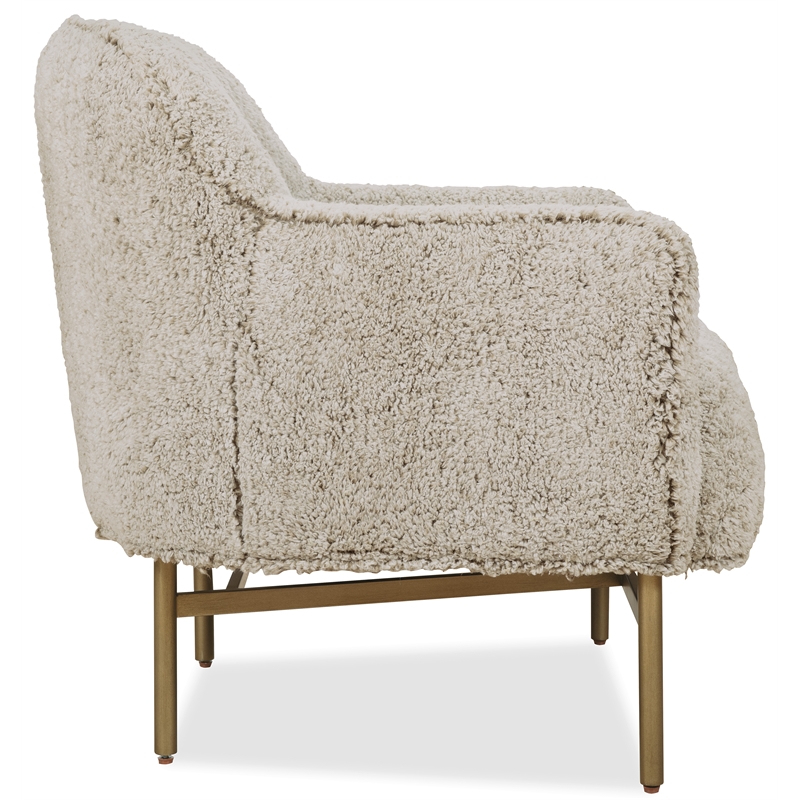 Bowery Hill Barrel-Back Lounge Chair with Gold Base in Beige
