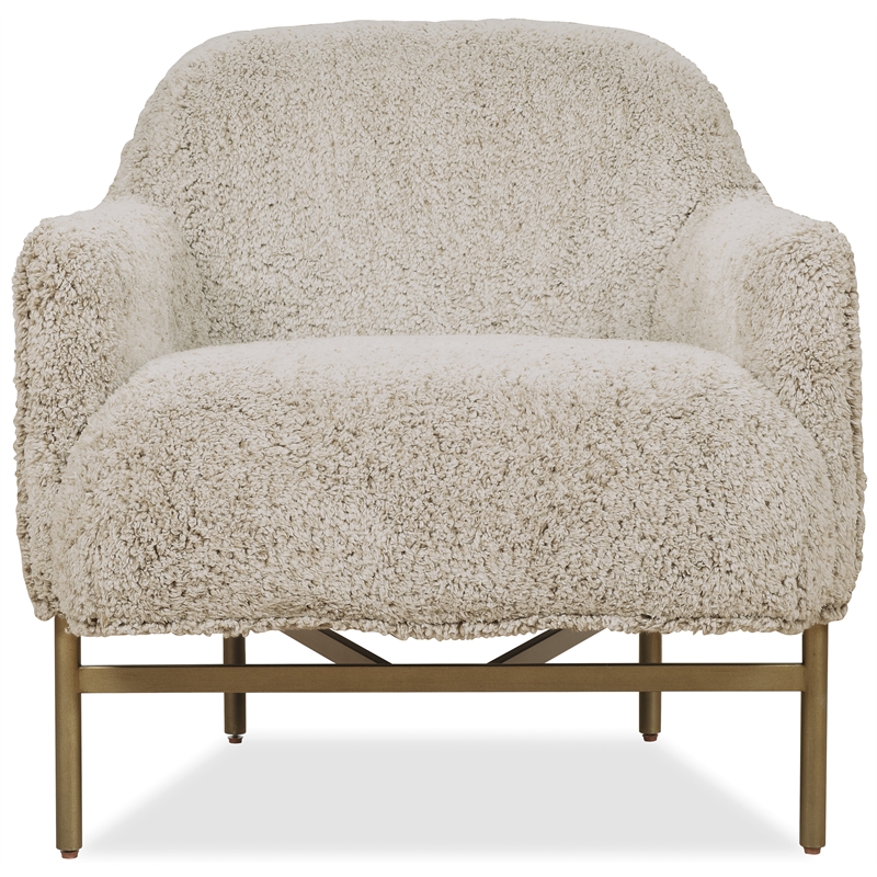Bowery Hill Barrel-Back Lounge Chair with Gold Base in Beige