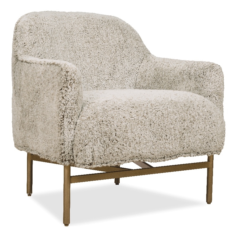 Bowery Hill Barrel-Back Lounge Chair with Gold Base in Beige