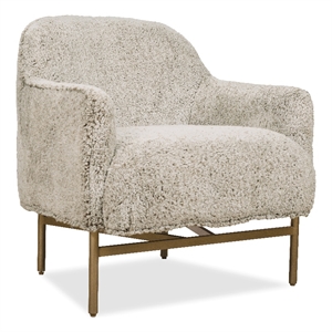 Bowery Hill Barrel-Back Lounge Chair with Gold Base in Beige