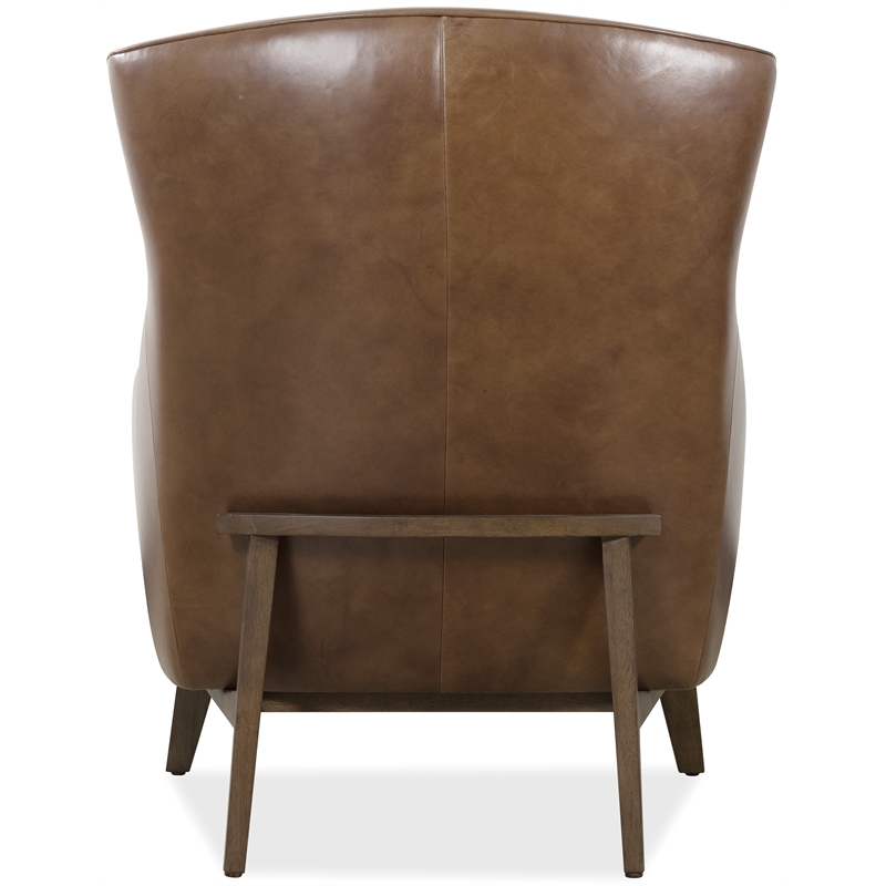 Bowery Hill Bustle-Back Stationary Club Chair in Brown Leather