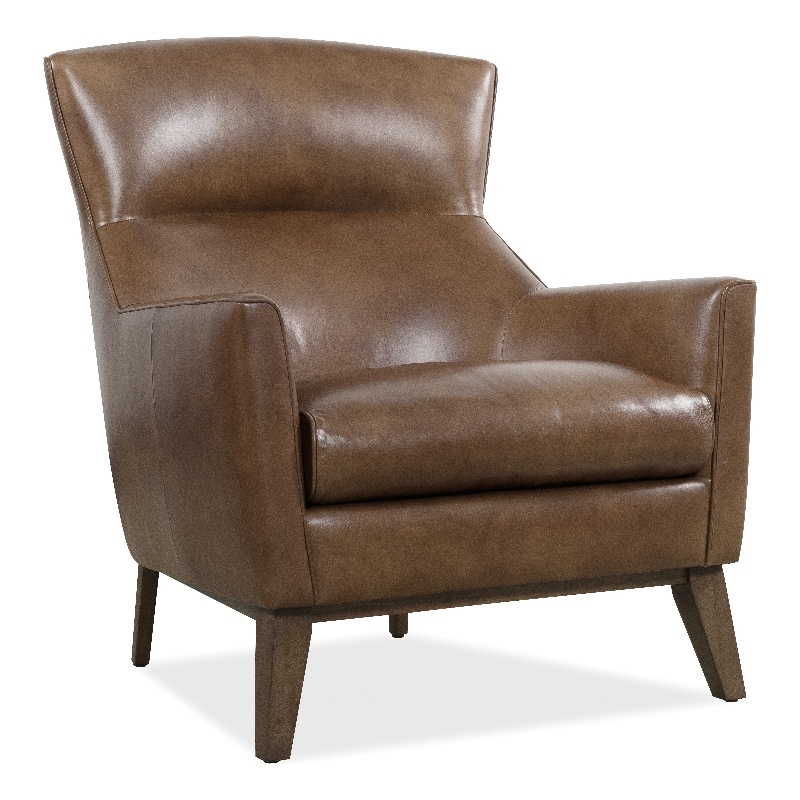 Bowery Hill Bustle-Back Stationary Club Chair in Brown Leather