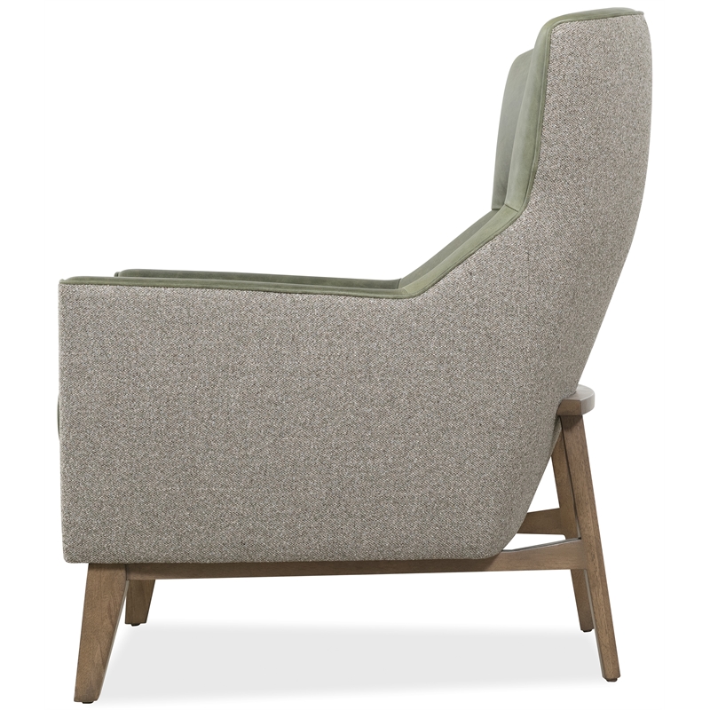 Bowery Hill Two-Tone Stationary Club Chair in Moss Green Leather
