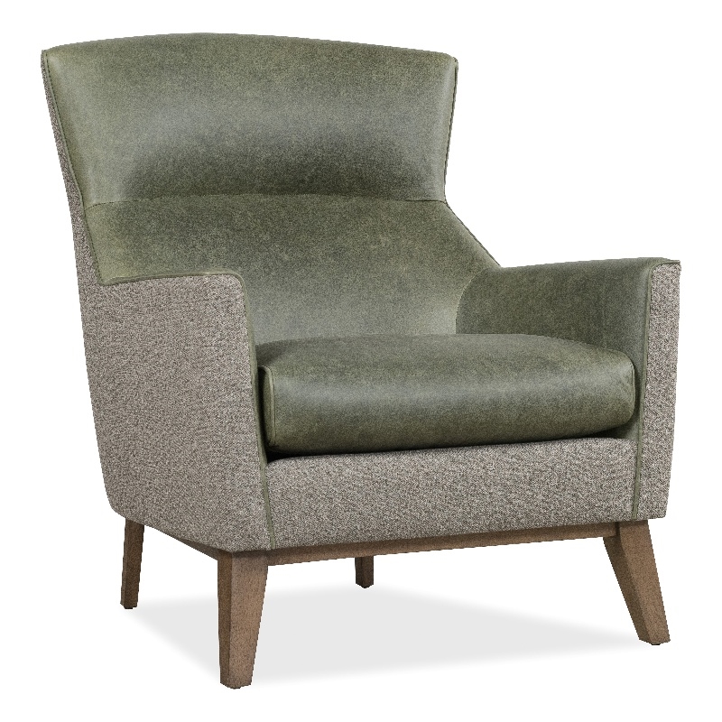 Bowery Hill Two-Tone Stationary Club Chair in Moss Green Leather