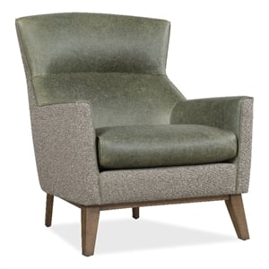Bowery Hill Two-Tone Stationary Club Chair in Moss Green Leather