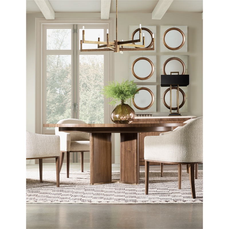 Bowery Hill Server with Honed Marble Top in Medium Wood Finish