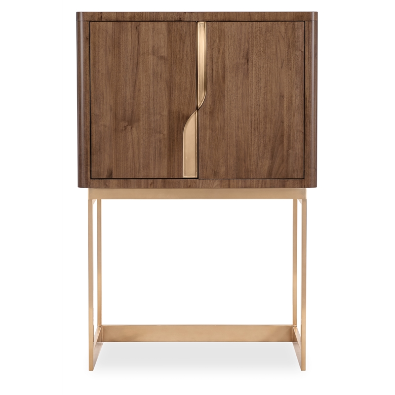 Bowery Hill Bar Cabinet on Metal Stand in Medium Wood Finish