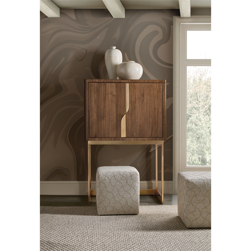 Bowery Hill Bar Cabinet on Metal Stand in Medium Wood Finish