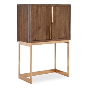 Bowery Hill Bar Cabinet on Metal Stand in Medium Wood Finish