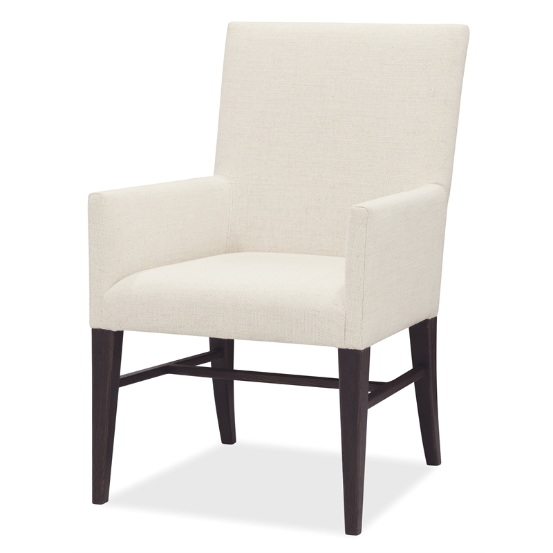 Bowery Hill Upholstered Arm Chair in Beige with Dark Wood Frame