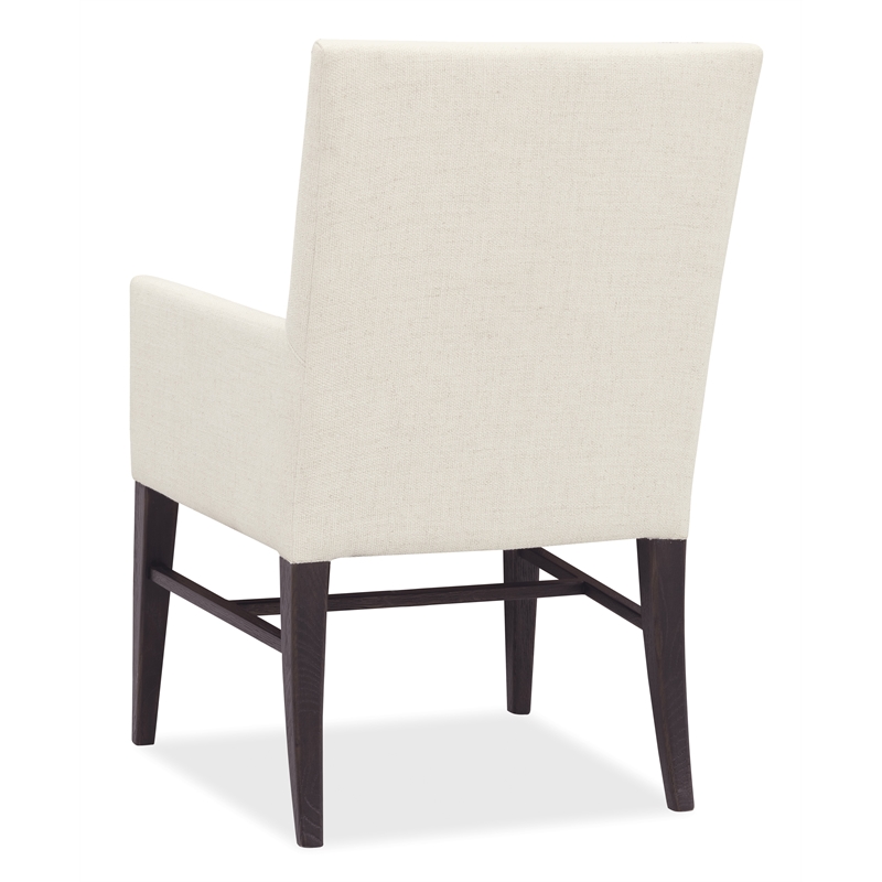 Bowery Hill Upholstered Arm Chair in Beige with Dark Wood Frame