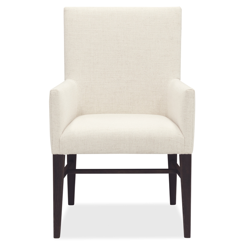 Bowery Hill Upholstered Arm Chair in Beige with Dark Wood Frame