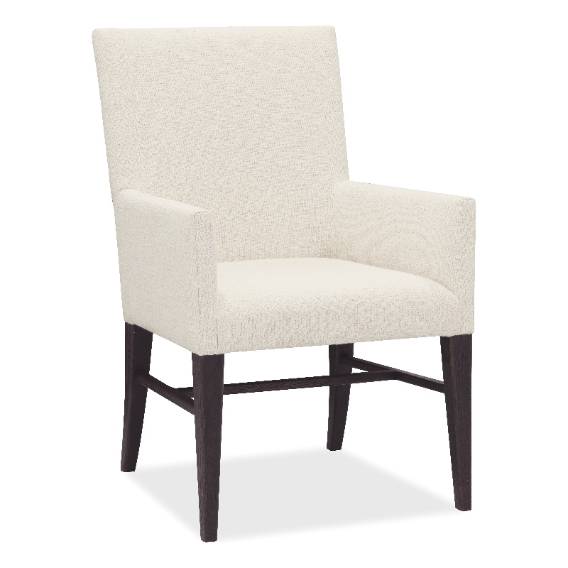 Bowery Hill Upholstered Arm Chair in Beige with Dark Wood Frame