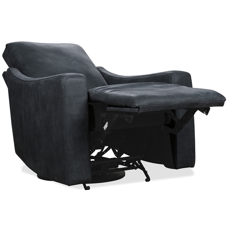 Bowery Hill Power 360 Swivel Recliner in Black Leather Finish