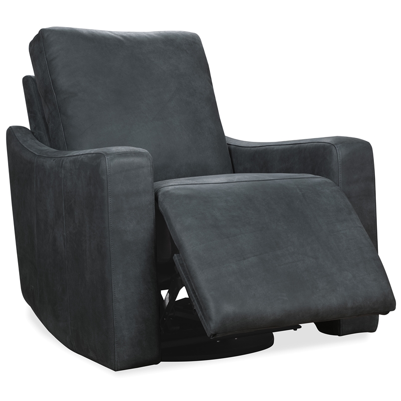 Bowery Hill Power 360 Swivel Recliner in Black Leather Finish