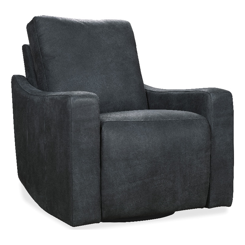 Bowery Hill Power 360 Swivel Recliner in Black Leather Finish
