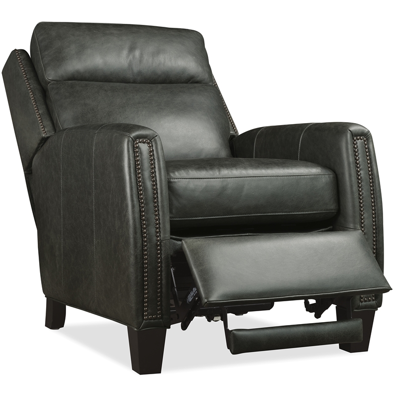 Bowery Hill Power Recliner with Pop-Up Headrest in Gray Leather