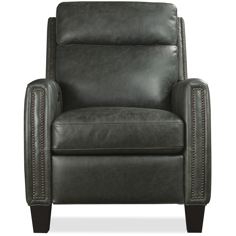 Bowery Hill Power Recliner with Pop-Up Headrest in Gray Leather